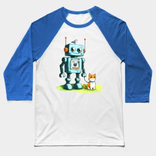 Cat and robot Baseball T-Shirt